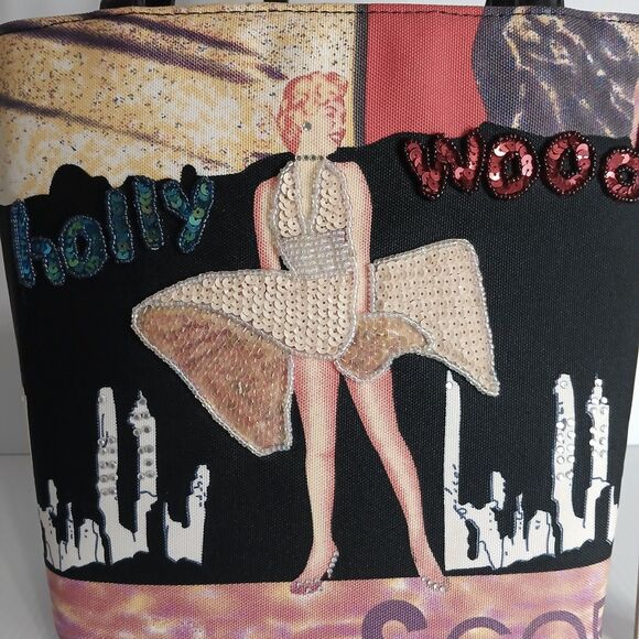 Vintage Marilyn Monroe Purse Sequin and Bead Embellished Tote Handbag - Picture 8 of 12